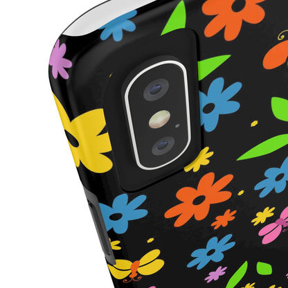 Cute pattern with simple flowers and butterflies. Tough Phone Cases