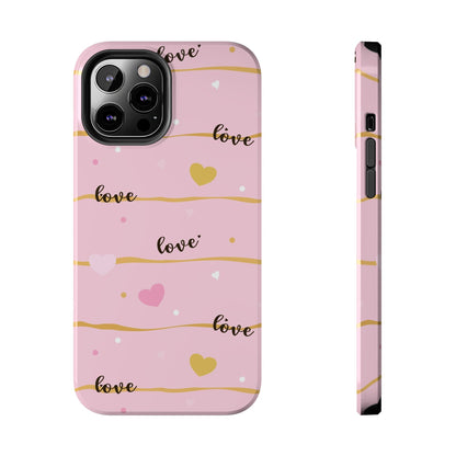 Abstract seamless pattern of heart, wording love, Tough Phone Cases iPhone 12 Pro Max