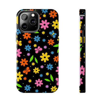 Cute pattern with simple flowers and butterflies. Tough Phone Cases iPhone 13 Pro Max