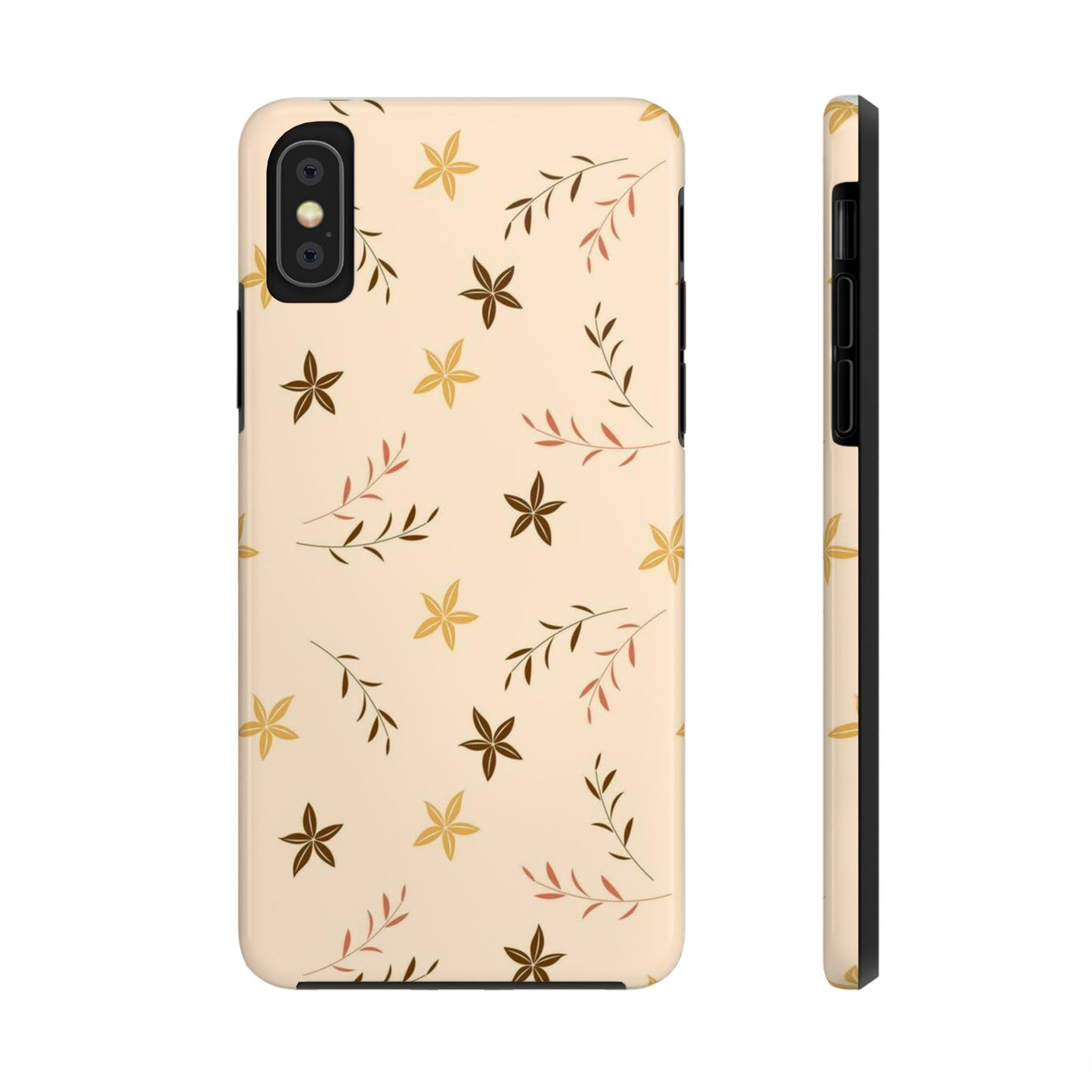 Seamless pattern, small flowers and scattered leaves. Tough Phone Case iPhone XS