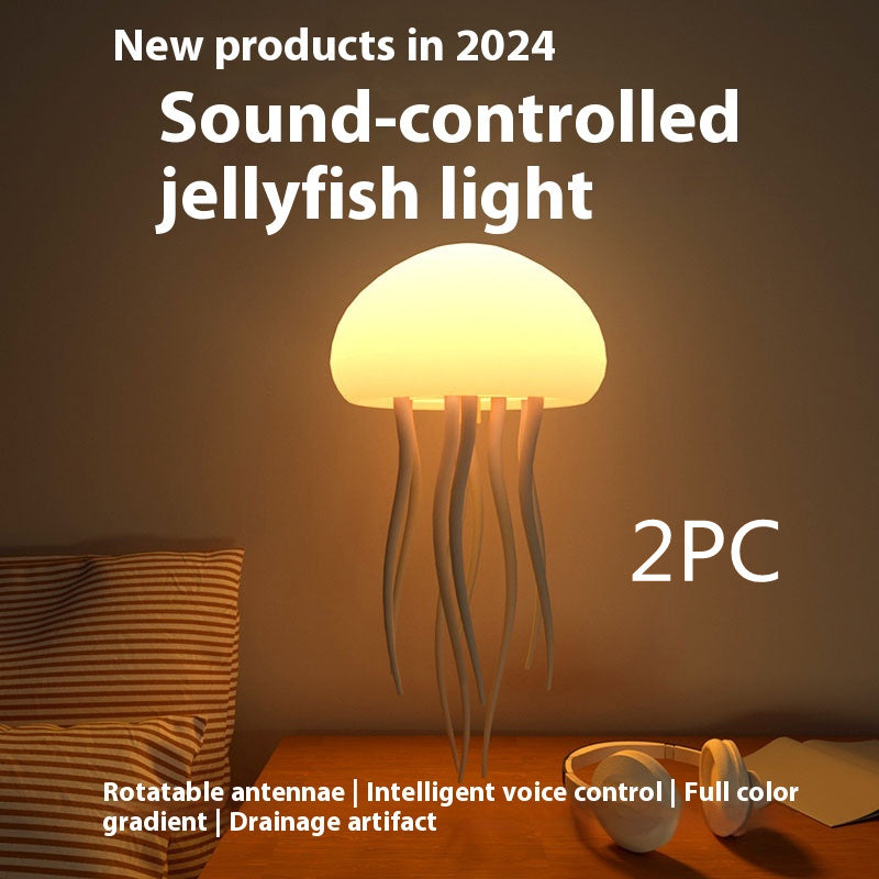 Jellyfish Mood Lamp LED Jellyfish Night Light Portable Jellyfish Lamp Jellyfish Decorations Smart Table Lamp For Bedside Desk Hanging Style 2PCS