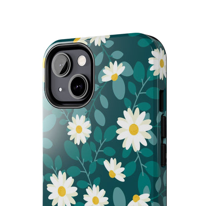 cute white daisy flower flat style seamless pattern Tough Phone Cases