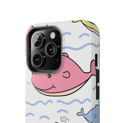 Seamless cute multicolored whale cartoon pattern Tough Phone Cases