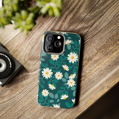 cute white daisy flower flat style seamless pattern Tough Phone Cases