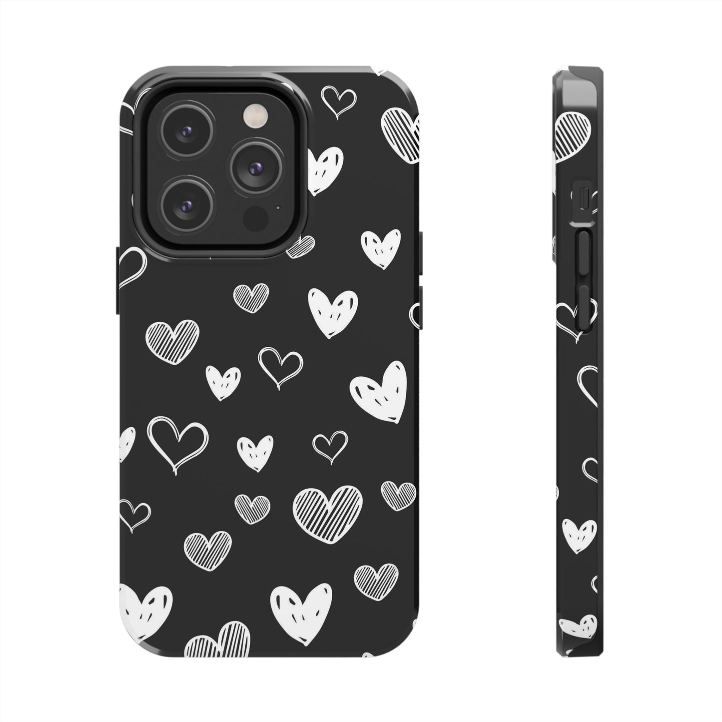 Heart doodles seamless pattern Tough Phone Cases iPhone 14 Pro