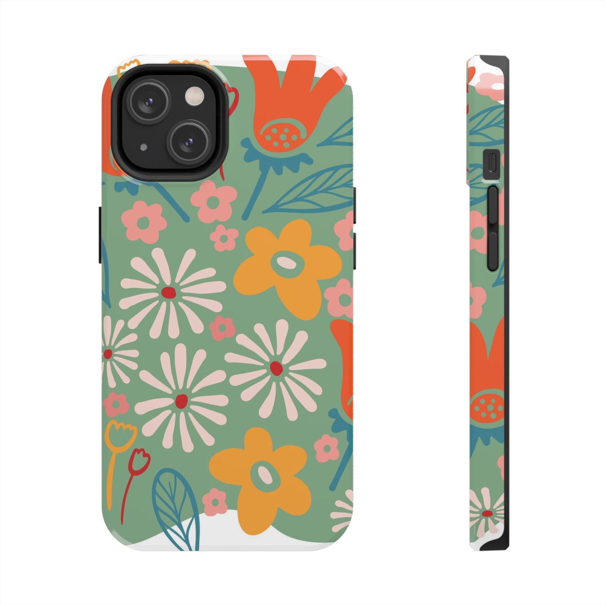 flowers in trendy retro Tough Phone Cases iPhone 14