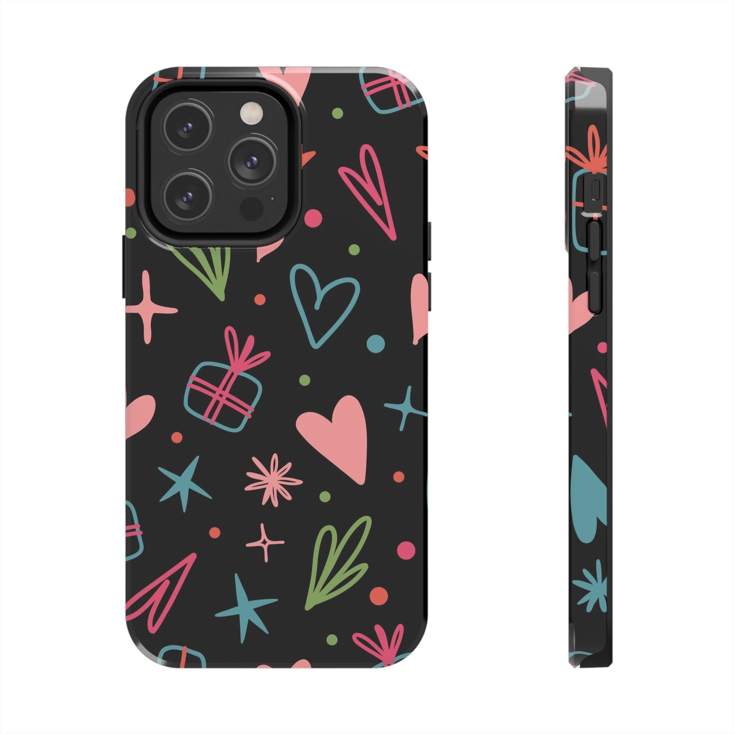 Valentine Day Doodle seamless pattern Tough Phone Cases iPhone 14 Pro Max