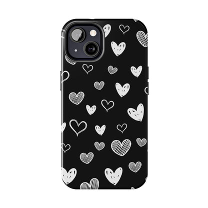 Heart doodles seamless pattern Tough Phone Cases