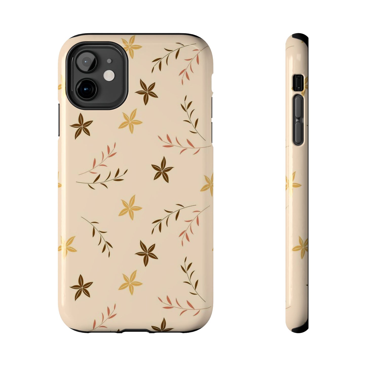 Seamless pattern, small flowers and scattered leaves. Tough Phone Case iPhone 11