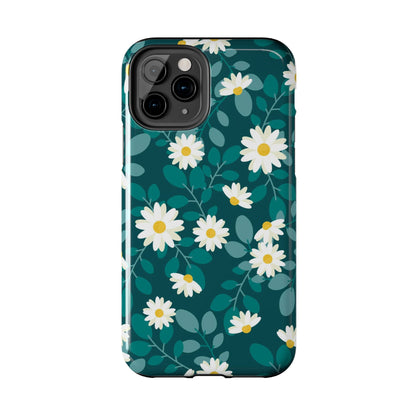 cute white daisy flower flat style seamless pattern Tough Phone Cases