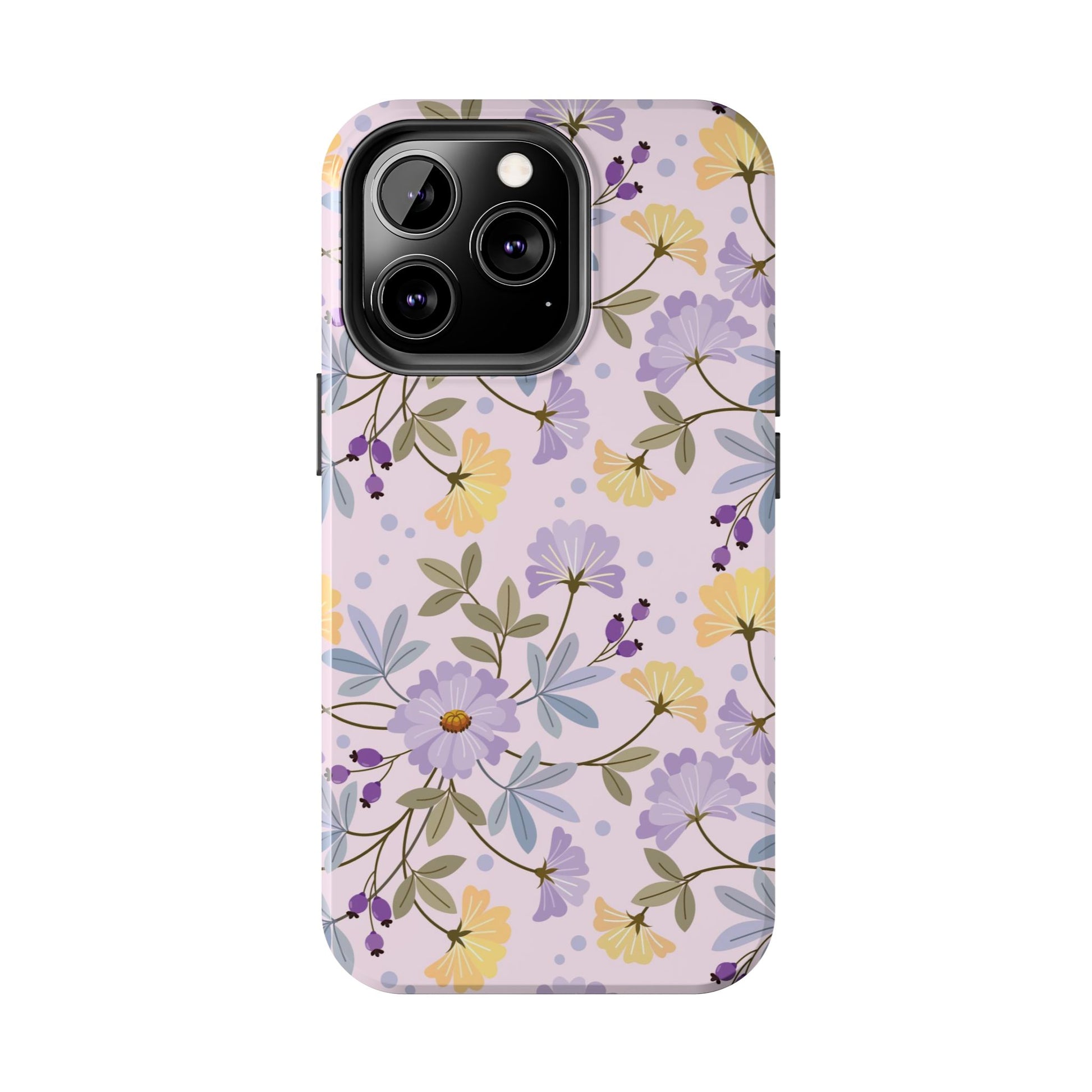 Blooming yellow and purple flowers Tough Phone Cases