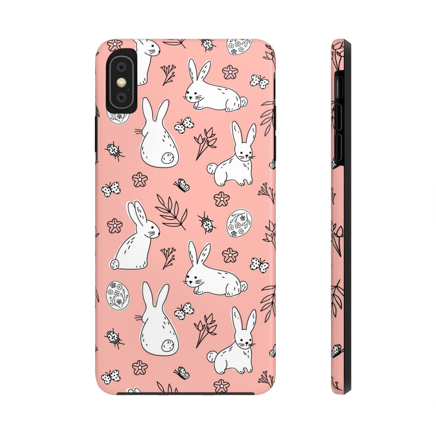 pattern with bunnies, flowers. Tough Phone Cases iPhone XS MAX