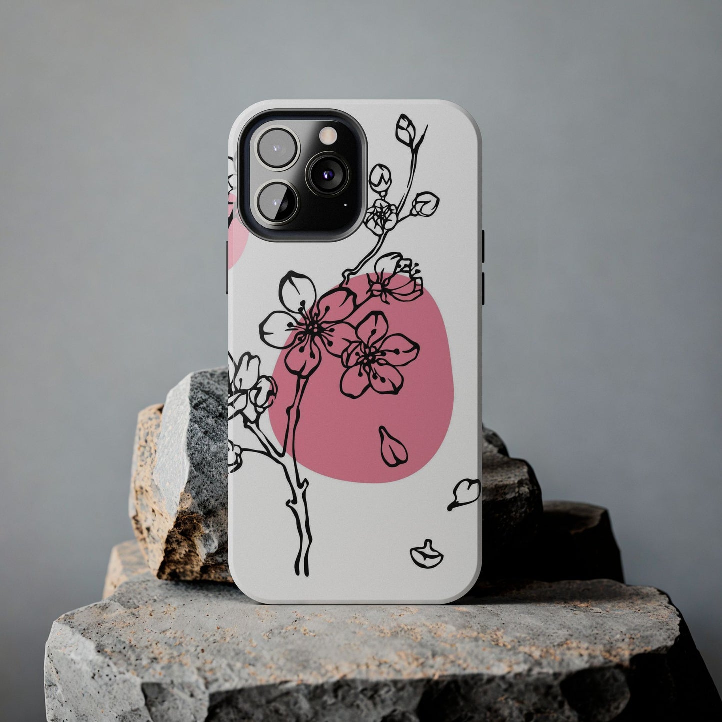 Spring blossom monochrome line art floral Tough Phone Cases