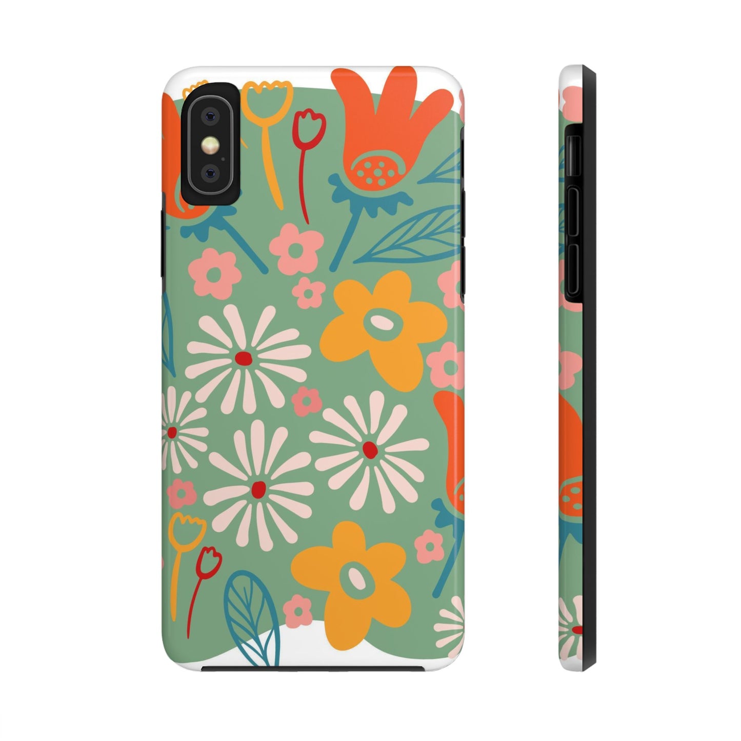 flowers in trendy retro Tough Phone Cases iPhone XS