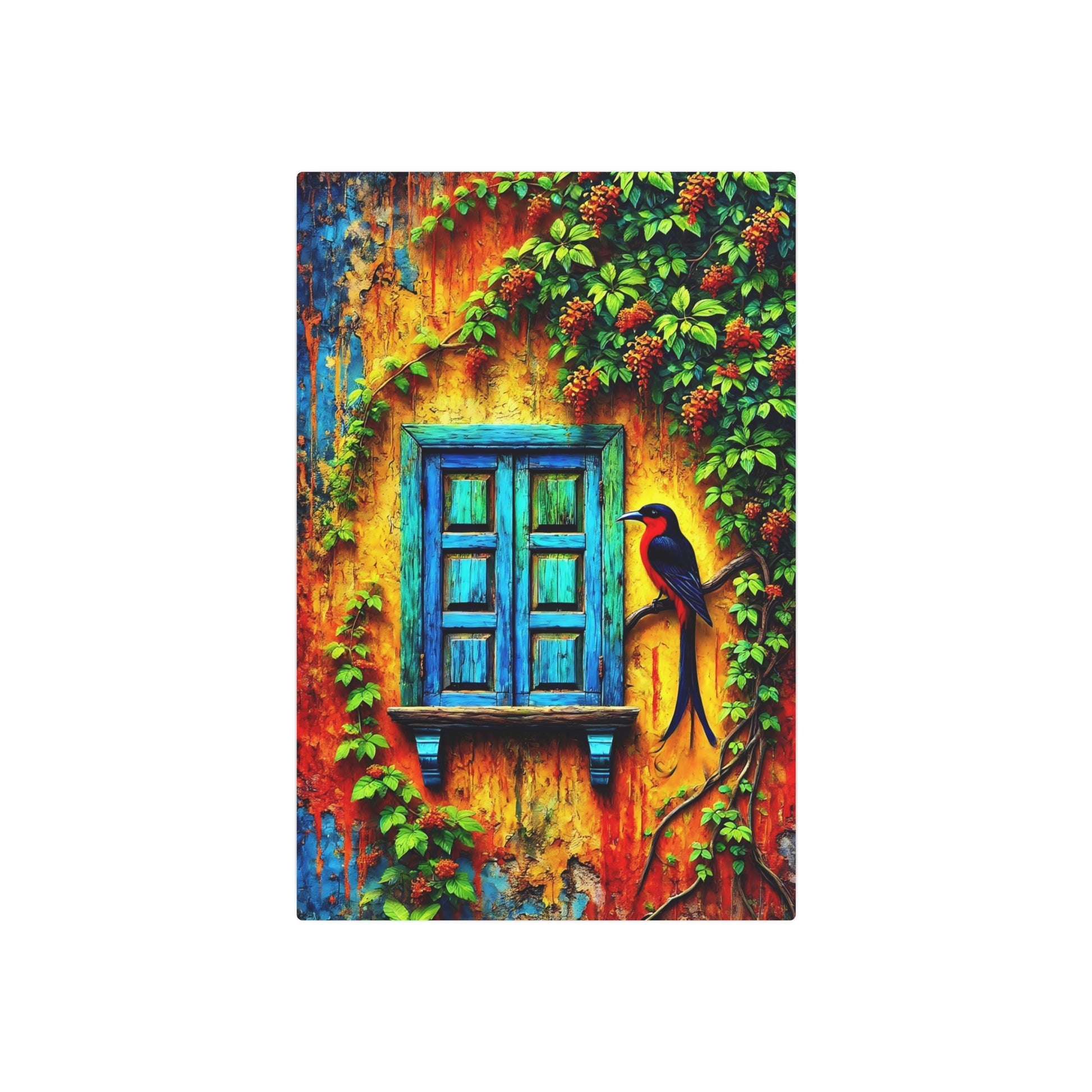 Serenade of Colors: The Enchanted Window Metal Art Sign