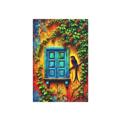 Serenade of Colors: The Enchanted Window Metal Art Sign