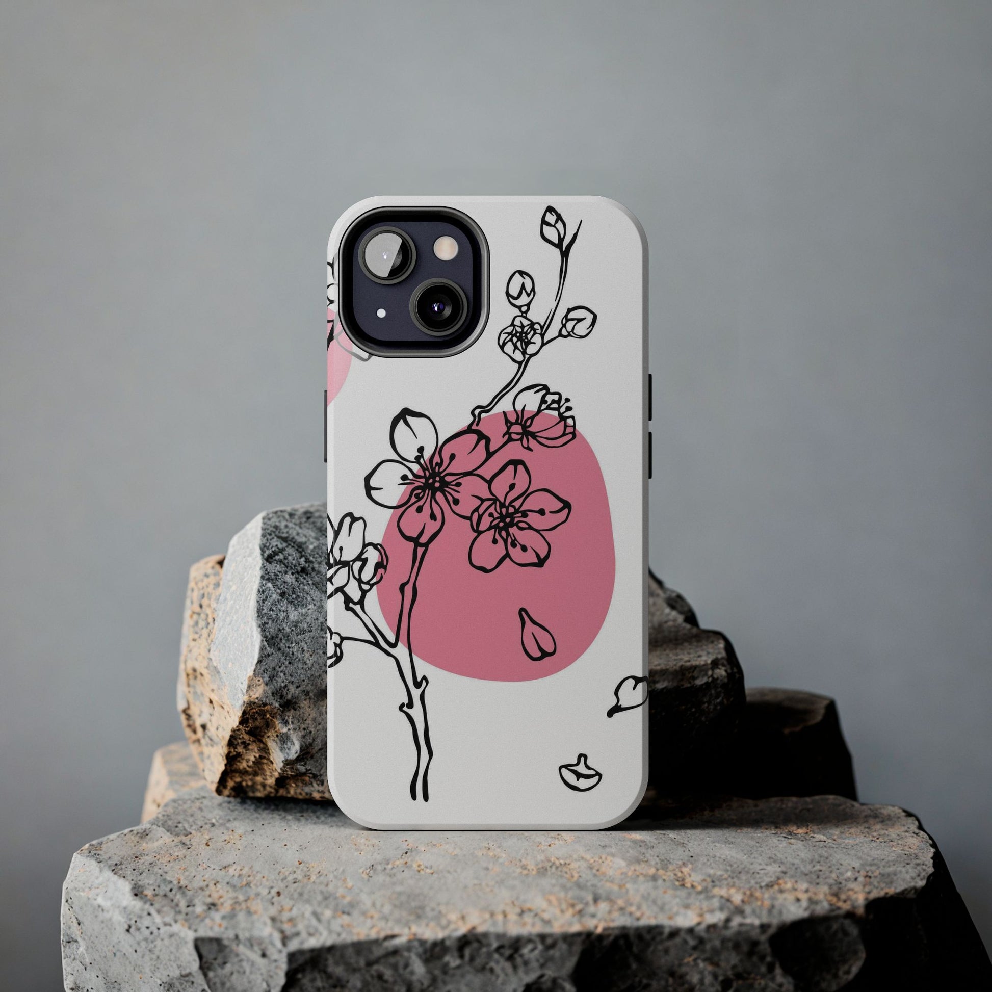 Spring blossom monochrome line art floral Tough Phone Cases