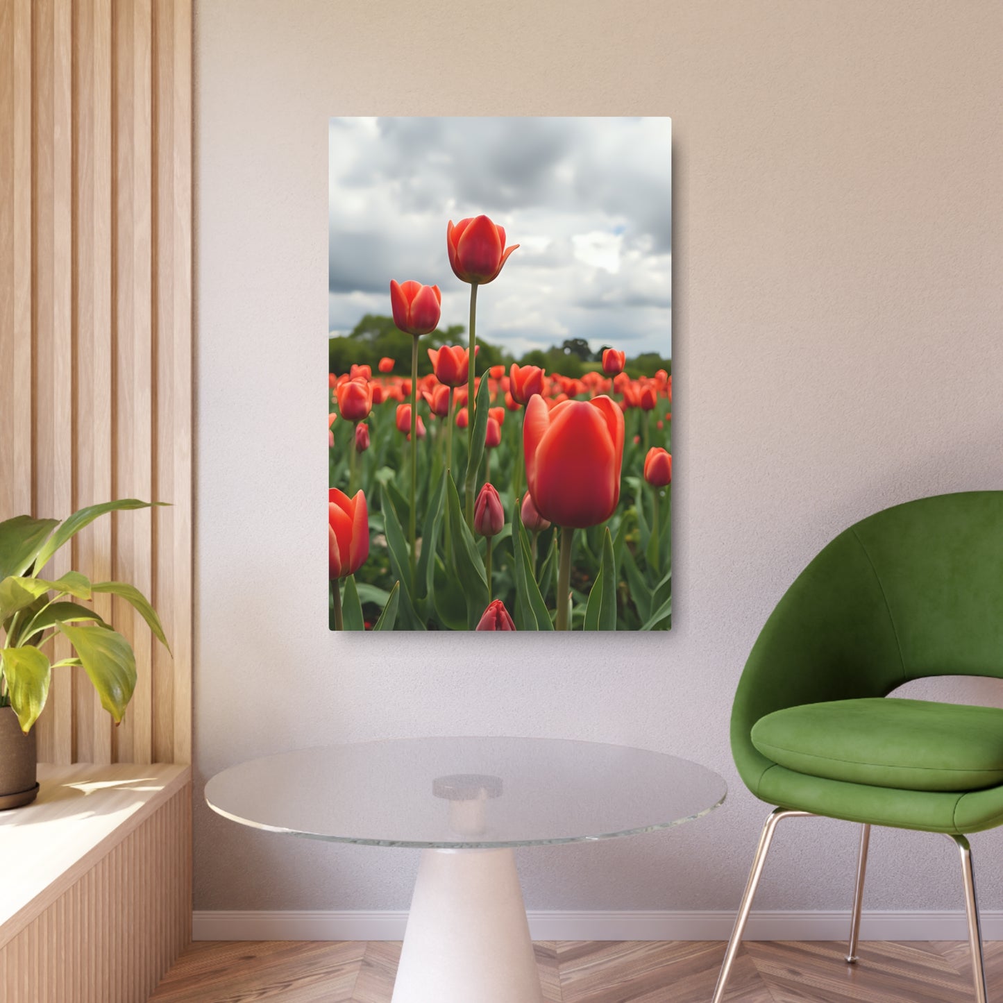 Red tulips Metal Art Sign