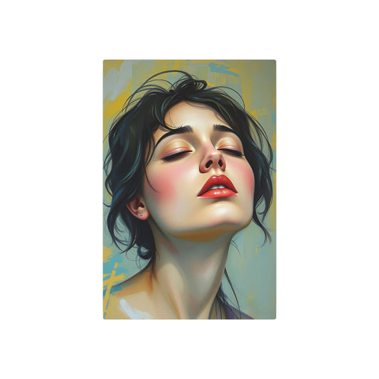 Elegant Serenity: Modern Metal Artwork of a Dreamy Portrait 20″ x 30″ (Vertical) 0.12''