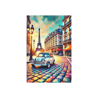 Timeless Elegance: Mini Cooper’s Parisian Journey Metal Art Sign