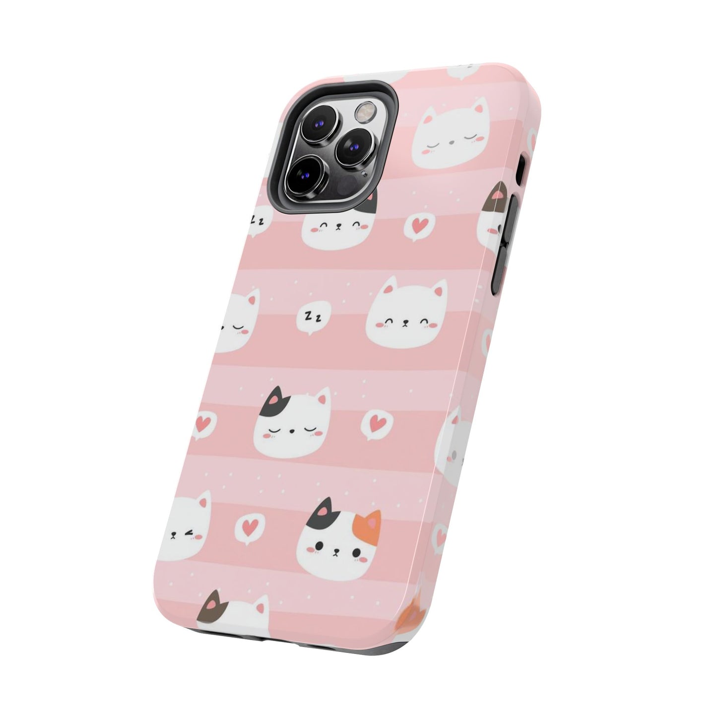 Seamless pattern with cute cats head cartoon Tough Phone Cases