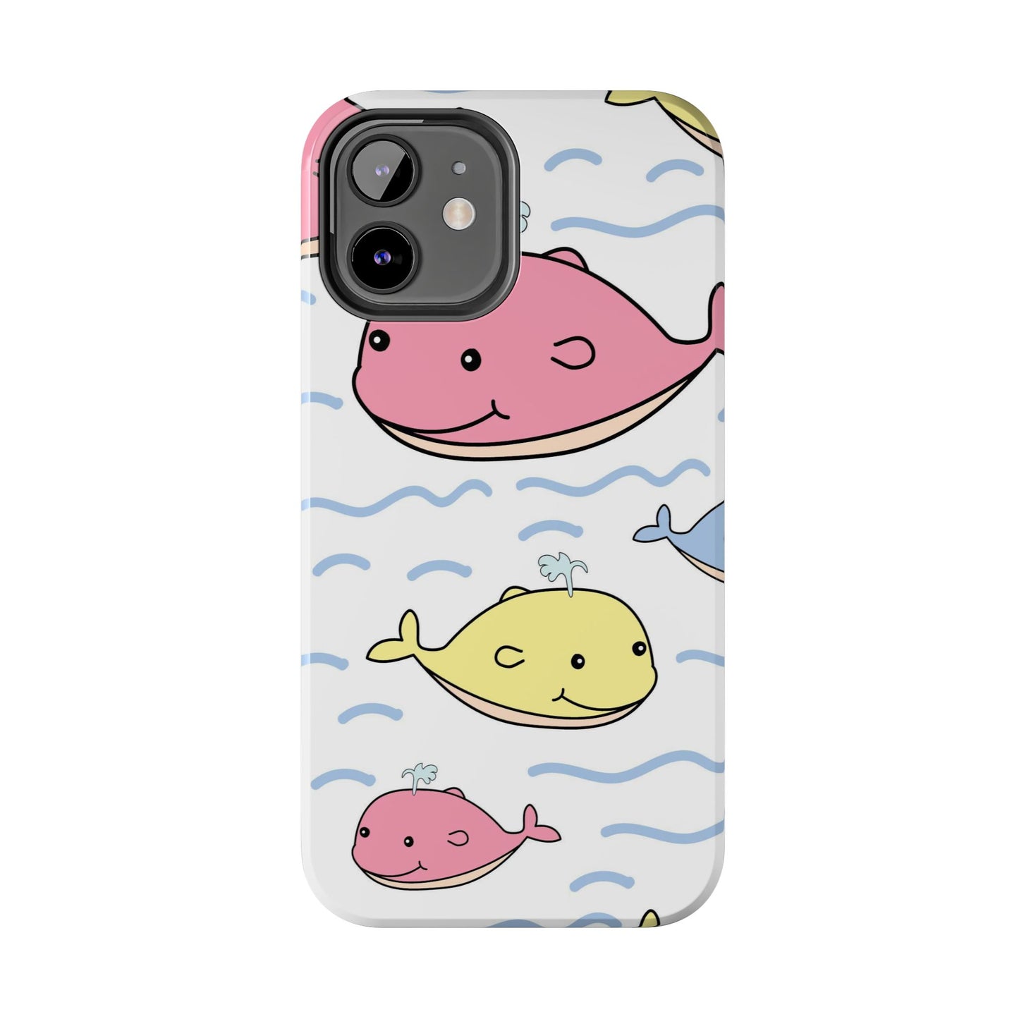 Seamless cute multicolored whale cartoon pattern Tough Phone Cases