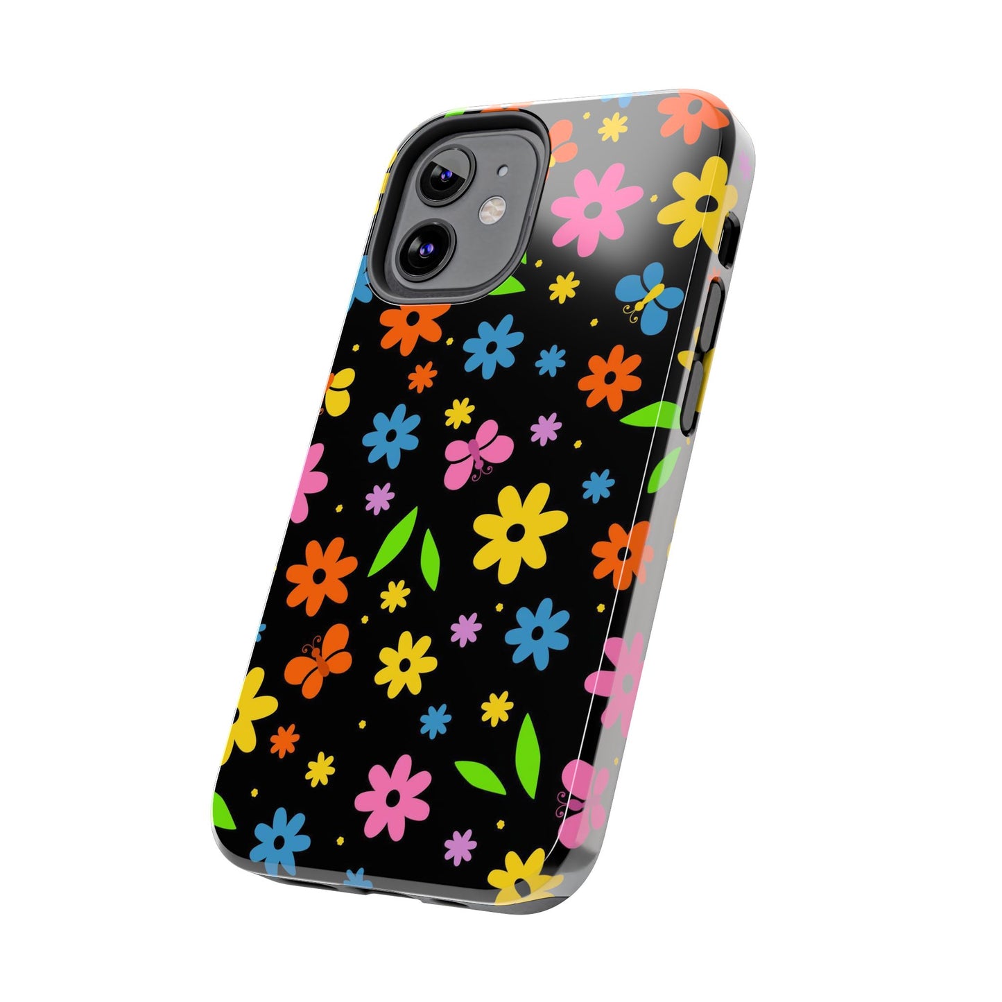 Cute pattern with simple flowers and butterflies. Tough Phone Cases