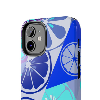 Texture blue with a pattern of lemons limes Tough Phone Cases