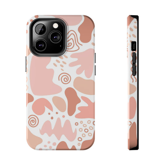 Set of organic abstract shapes in pastel colors. Pink and beige Tough Phone Cases iPhone 13 Pro