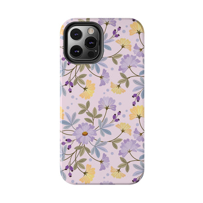 Blooming yellow and purple flowers Tough Phone Cases