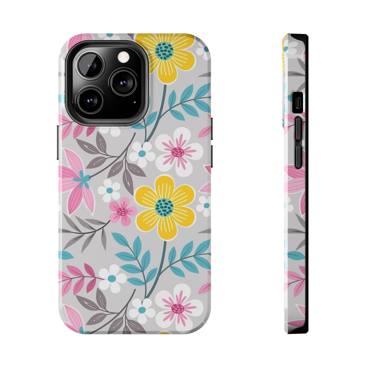 Colorful flowers and leaf Tough Phone Cases iPhone 13 Pro