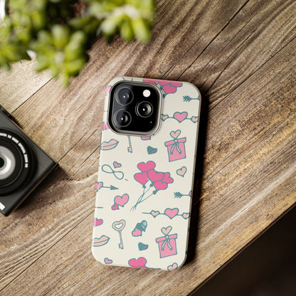 Pink seamless pattern with cute love doodles Tough Phone Cases