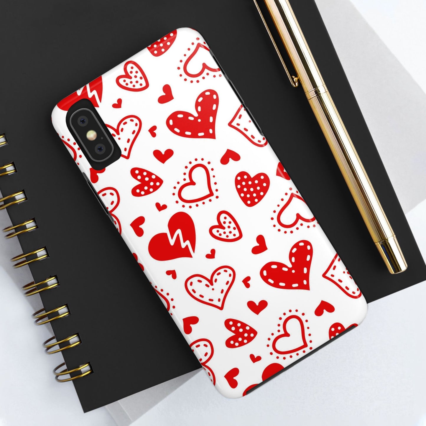 Seamless pattern of red hearts Tough Phone Cases