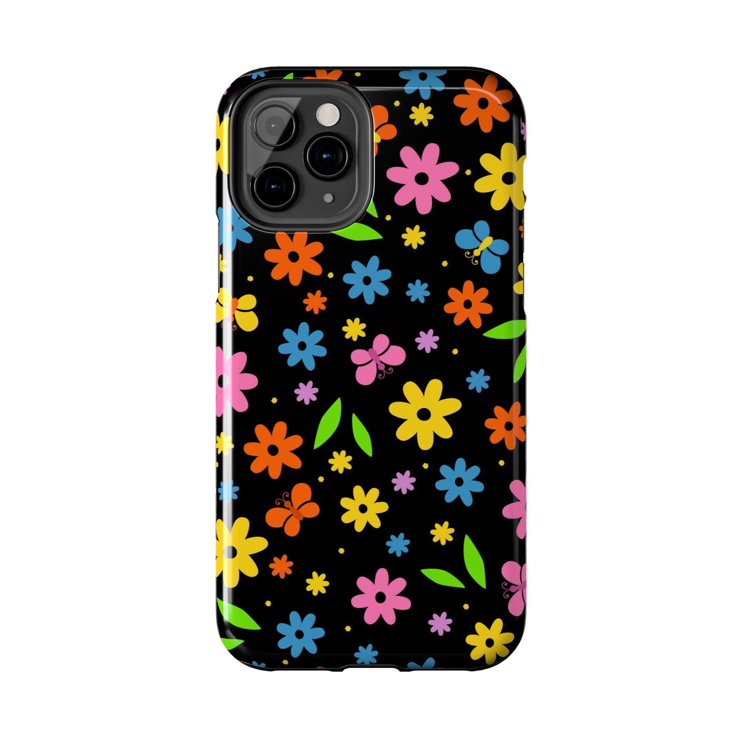 Cute pattern with simple flowers and butterflies. Tough Phone Cases