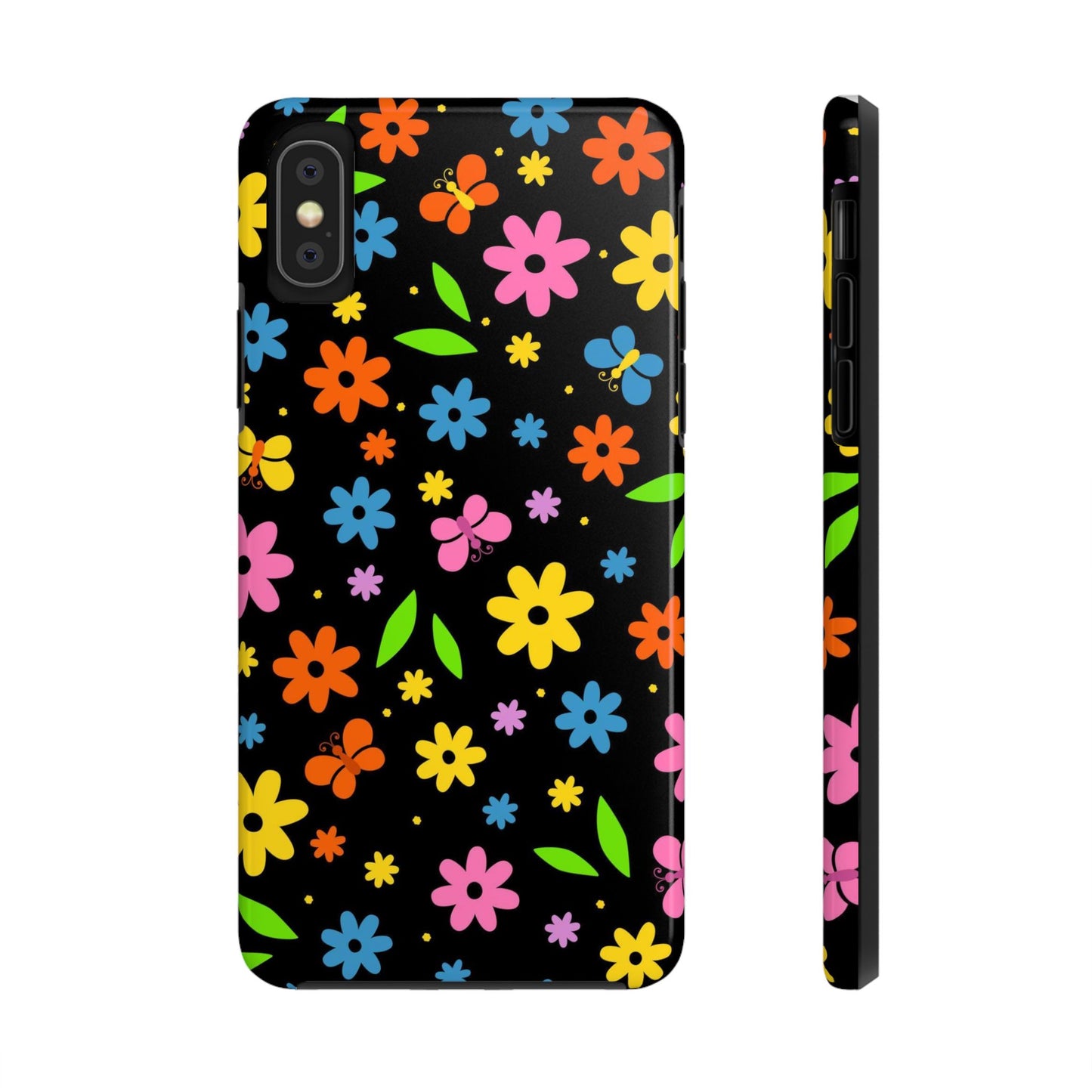 Cute pattern with simple flowers and butterflies. Tough Phone Cases iPhone XS