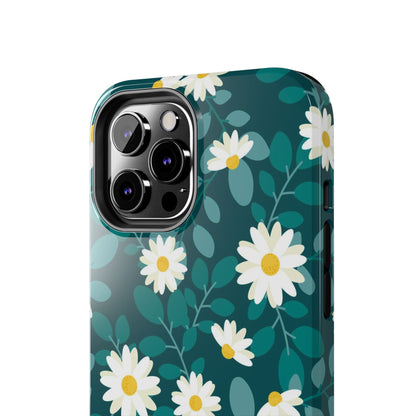 cute white daisy flower flat style seamless pattern Tough Phone Cases