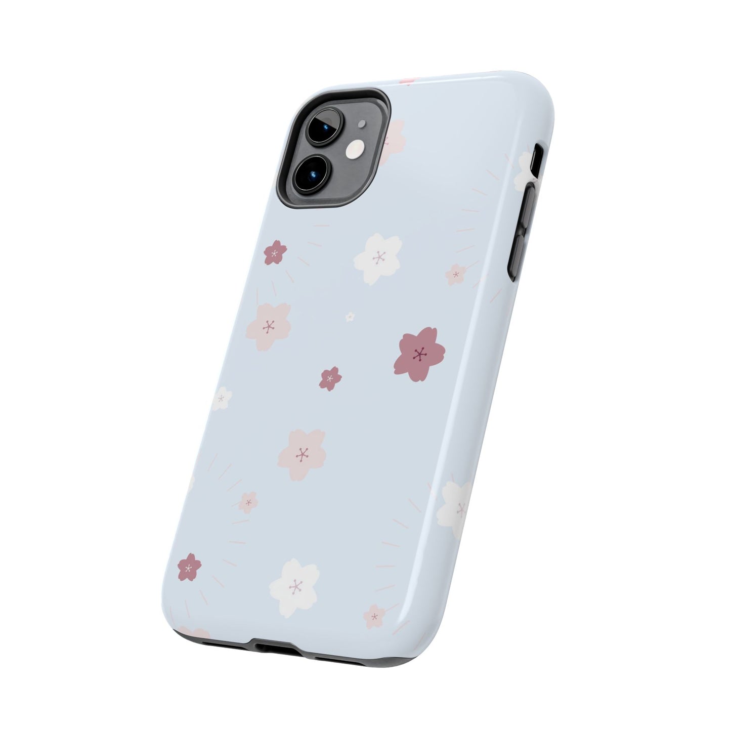 seamless cute lovely pink and white cherry blossom Tough Phone Cases