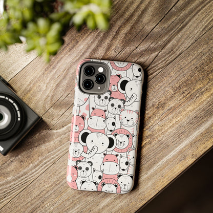 Seamless pattern with cute hand drawn wild animals Tough Phone Cases