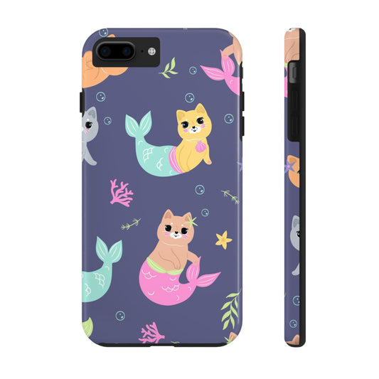 Seamless pattern of cute mermaid cats Tough Phone Cases iPhone 7 Plus, iPhone 8 Plus