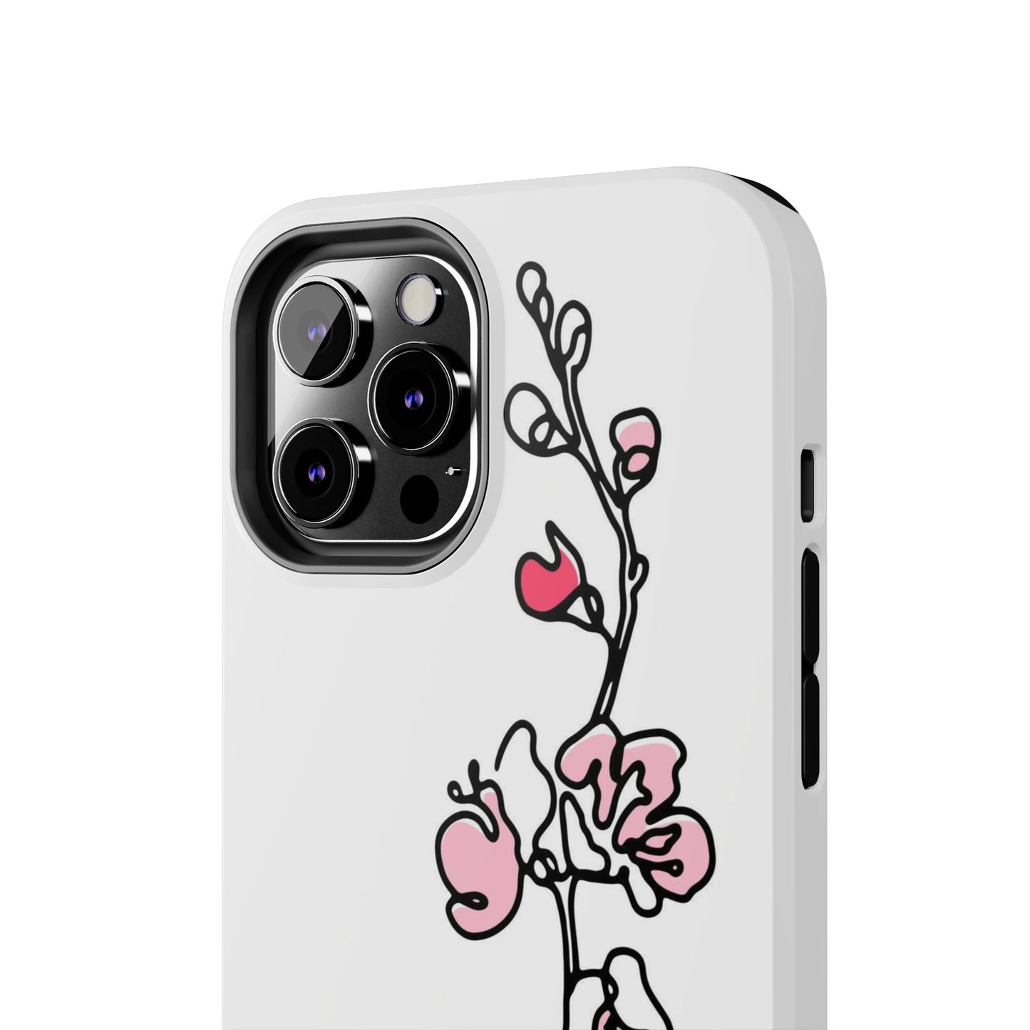 Cherry blossom single line art with abstract pink Tough Phone Cases