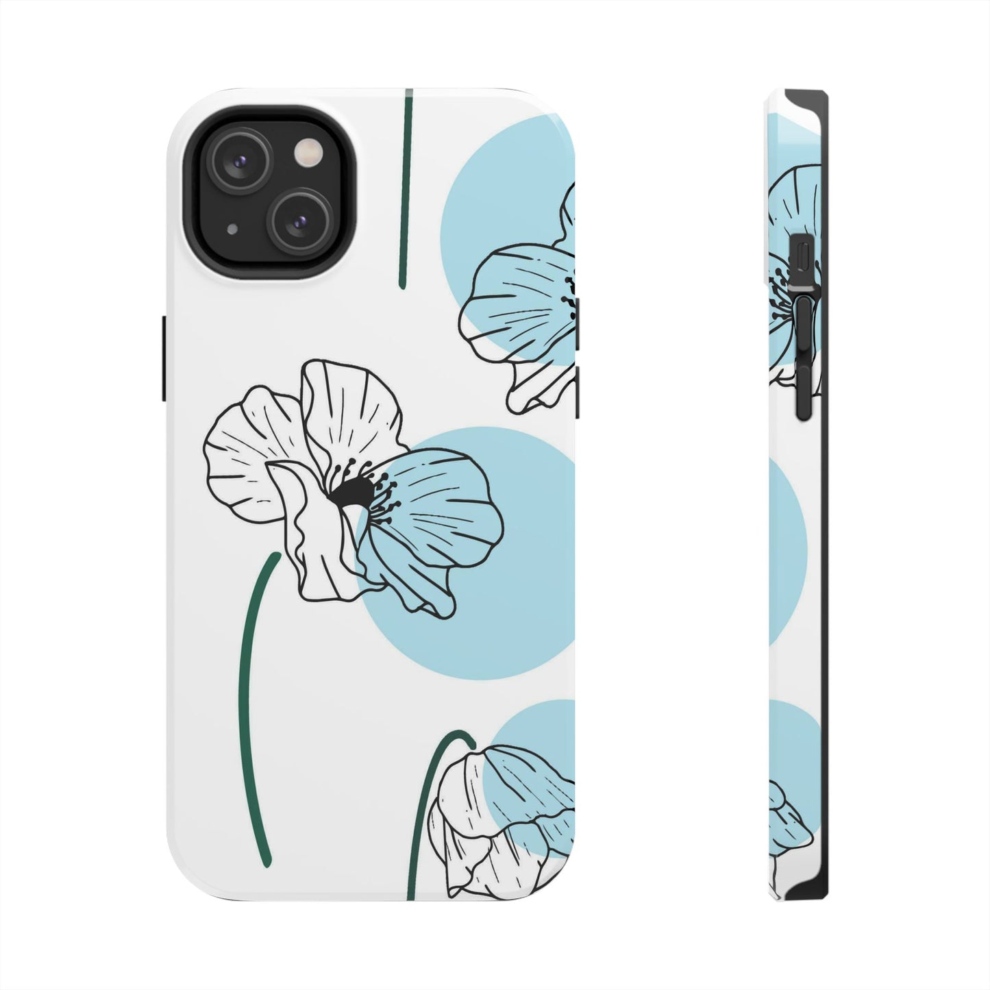 Hand drawn Blue Flower abstract Tough Phone Cases iPhone 14 Plus