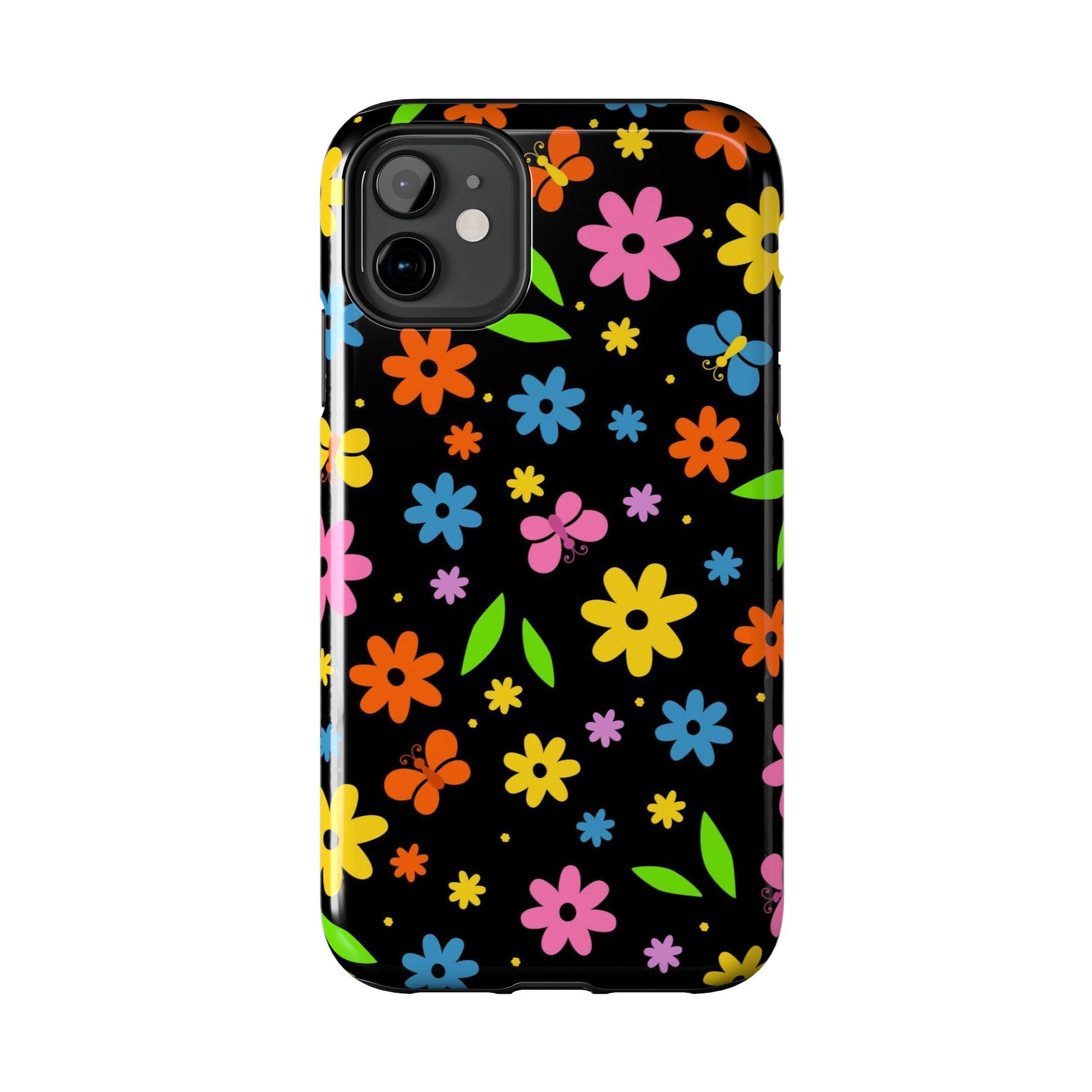 Cute pattern with simple flowers and butterflies. Tough Phone Cases