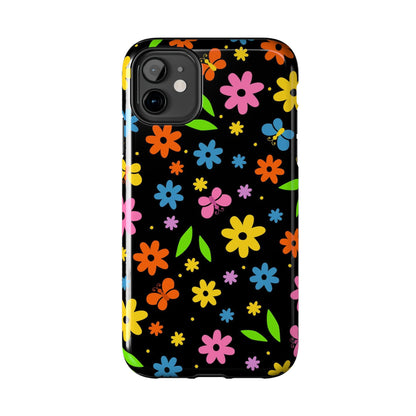 Cute pattern with simple flowers and butterflies. Tough Phone Cases