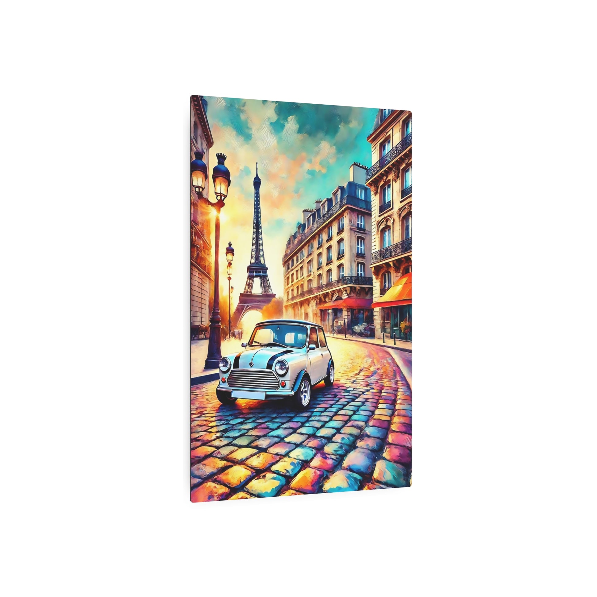 Timeless Elegance: Mini Cooper’s Parisian Journey Metal Art Sign