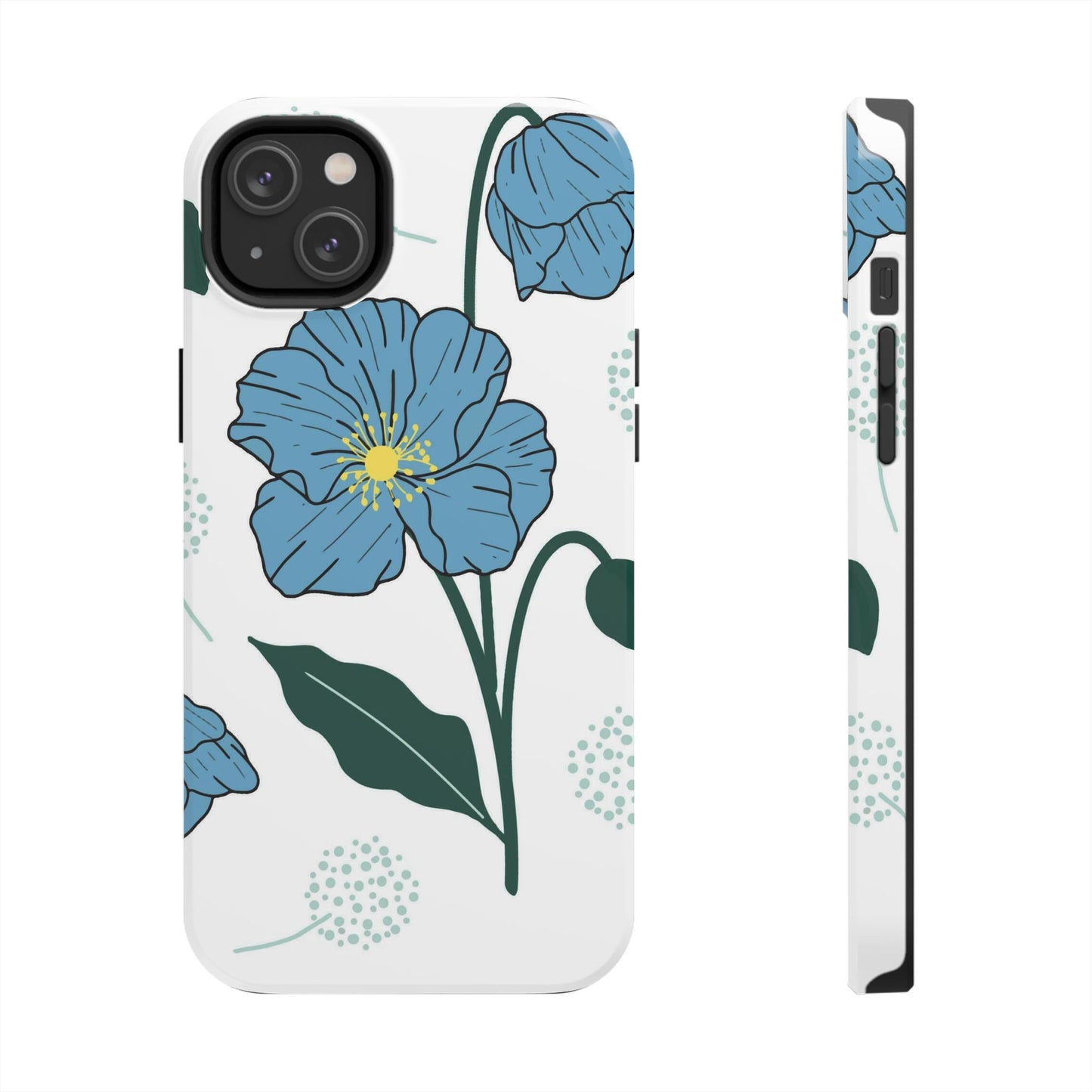 Hand drawn Blue Flower abstract Tough Phone Cases iPhone 14 Plus