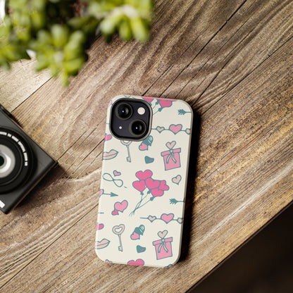 Pink seamless pattern with cute love doodles Tough Phone Cases