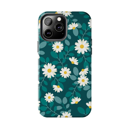 cute white daisy flower flat style seamless pattern Tough Phone Cases