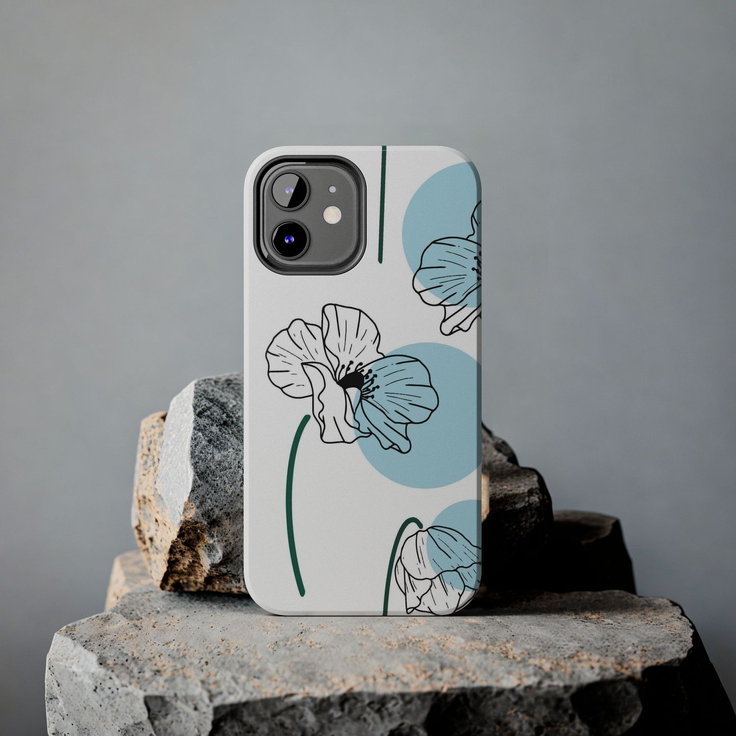 Hand drawn Blue Flower abstract Tough Phone Cases