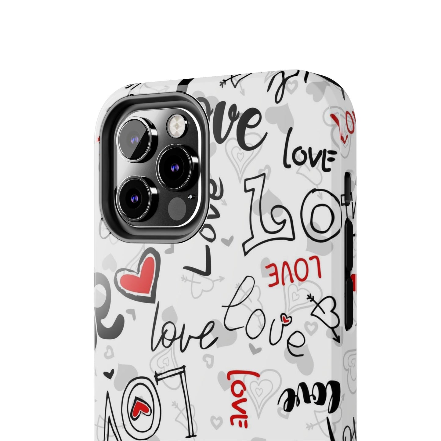 hearts with the words love Tough Phone Cases