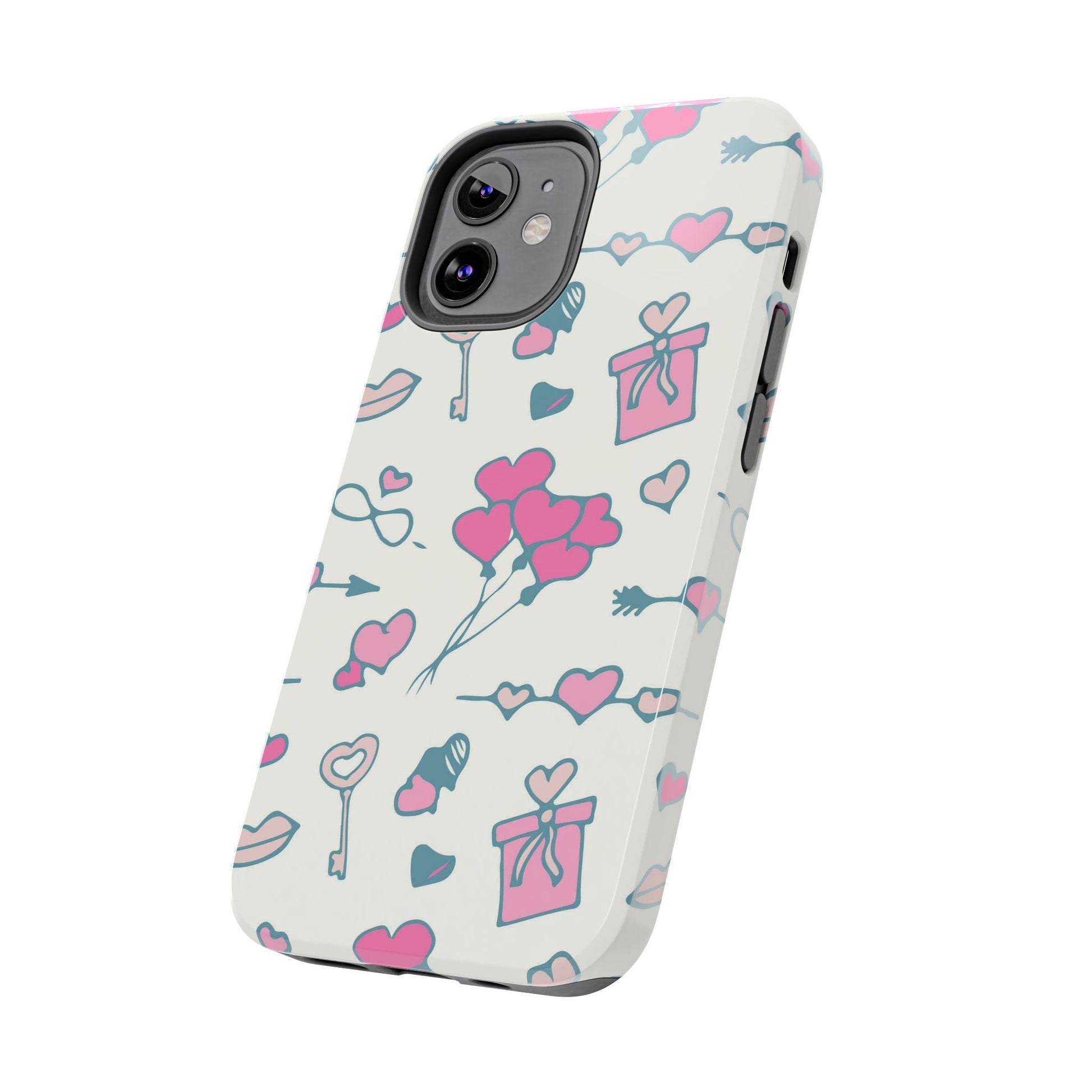 Pink seamless pattern with cute love doodles Tough Phone Cases